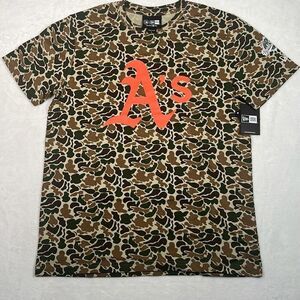 New Era MLB Oakland A’s Camo cotton Baseball T-shirt NWT‎ Men Large